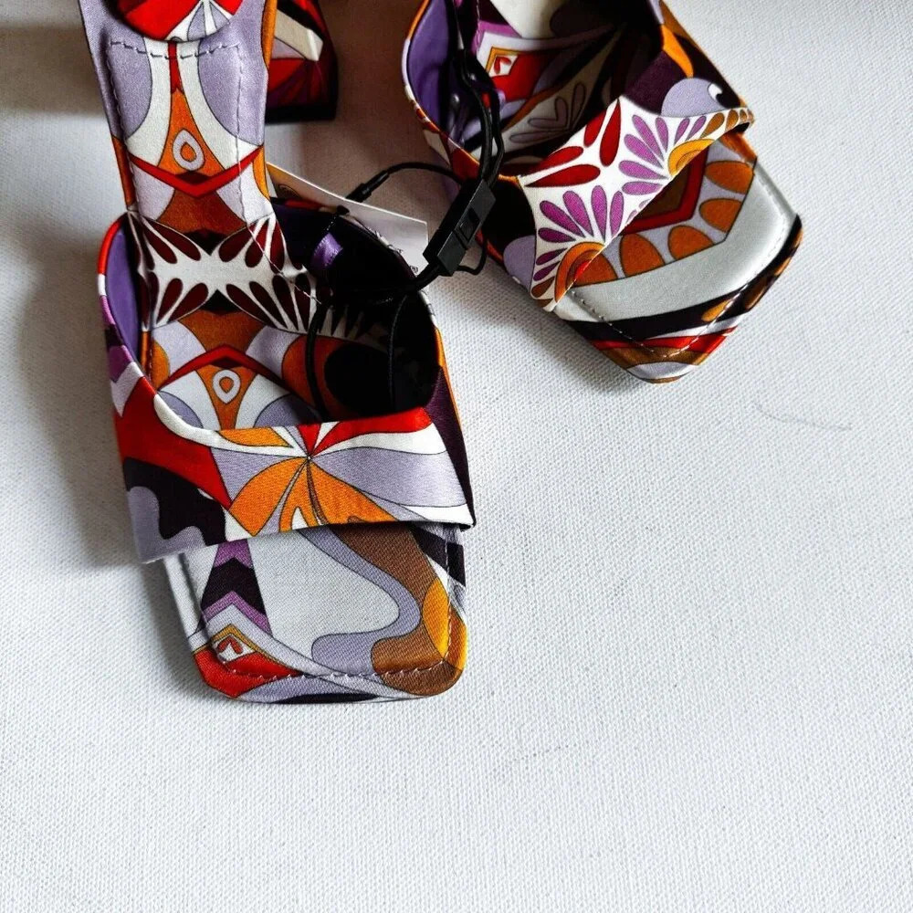 Zara Colorful  Psychedellic Print Square toe Slides 36 - Picture 11 of 14
